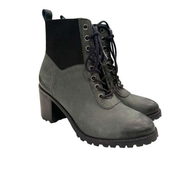 Matisse "Moss" Smooth Leather Lace-up Combat-Style Ankle Boots sz 7.5M - Picture 2 of 7